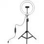 PULUZ LED Ring Light 26cm z statywem do 1,1m i uchwytem na telefon, USB