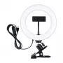 PULUZ PKT3120B 20 cm Professional Ring Light do vlogowania, transmisji na żywo i makijażu – 80 diod LED, 10 W, 3000K-6500K, 10 poziomów regulacji jasności, z klipsem do monitora i uchwytem na telefon – czarny