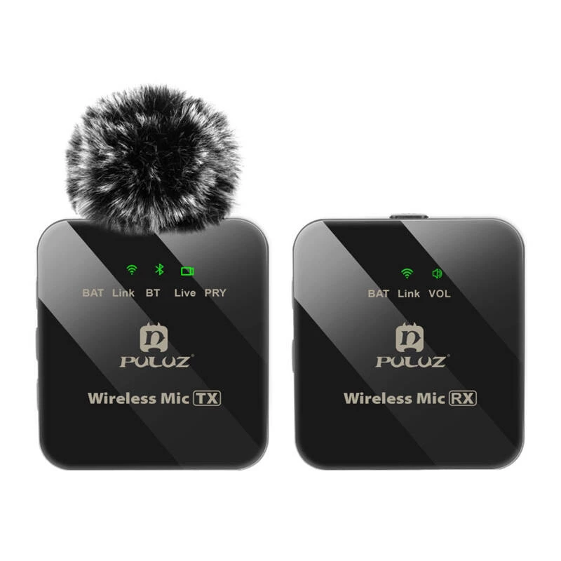 PULUZ PU3153B Bezprzewodowy mikrofon krawatowy 1 TX + 1 RX, 2.4GHz, USB-C, pojemnościowy dookólny, redukcja szumów, Plug-and-Play dla Android i PC