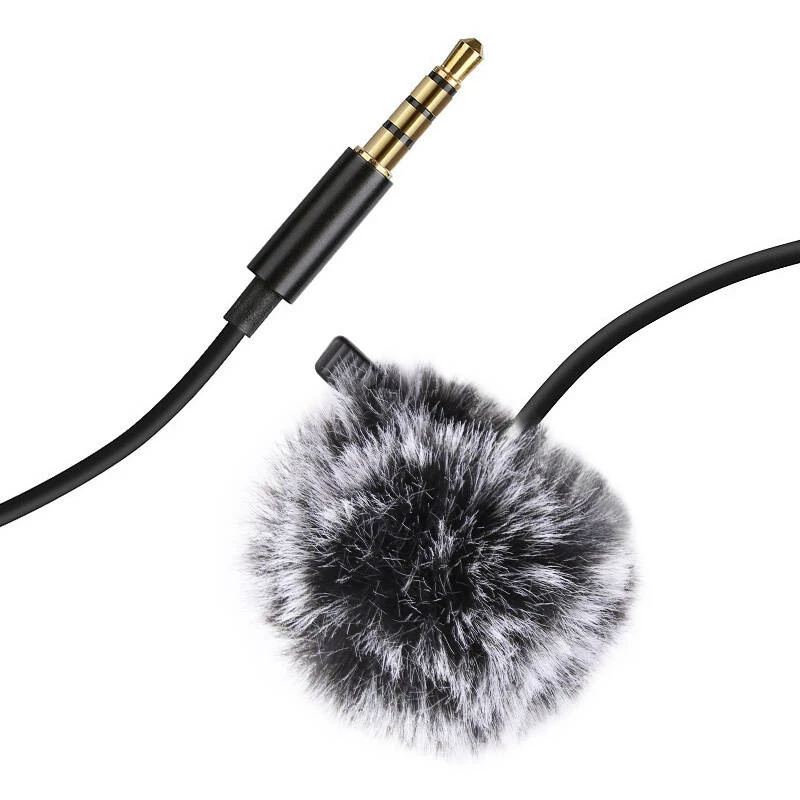 PULUZ PU424 Mikrofon Lavalier 1.5m 3.5mm TRRS Dookólny Pojemnościowy Klipsowany do Smartfonów, Aparatów DSLR, Laptopów - Czarny