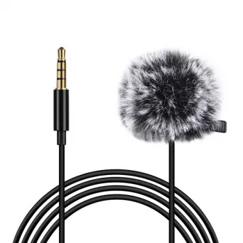 PULUZ PU424 Mikrofon Lavalier 1.5m 3.5mm TRRS Dookólny Pojemnościowy Klipsowany do Smartfonów, Aparatów DSLR, Laptopów - Czarny