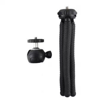 PULUZ PU435 mini statyw ośmiornica elastyczny giętki statyw z głowicą kulową 360° i uchwytem na telefon do smartfonów, aparatów kompaktowych, kamer sportowych, małych aparatów bezlusterkowych, maks. obciążenie 1,2 kg, czarny