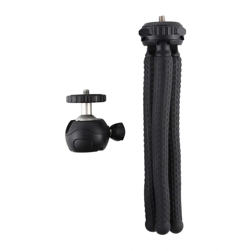 PULUZ PU435 mini statyw ośmiornica elastyczny giętki statyw z głowicą kulową 360° i uchwytem na telefon do smartfonów, aparatów kompaktowych, kamer sportowych, małych aparatów bezlusterkowych, maks. obciążenie 1,2 kg, czarny