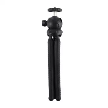 PULUZ PU435 mini statyw ośmiornica elastyczny giętki statyw z głowicą kulową 360° i uchwytem na telefon do smartfonów, aparatów kompaktowych, kamer sportowych, małych aparatów bezlusterkowych, maks. obciążenie 1,2 kg, czarny