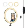 PULUZ PU656B 10-calowy pierścieniowy LED z uchwytem na telefon i statywem, 12W, 3000K-6500K, zasilany USB, do transmisji na żywo, TikTok, YouTube, makijażu, fotografii