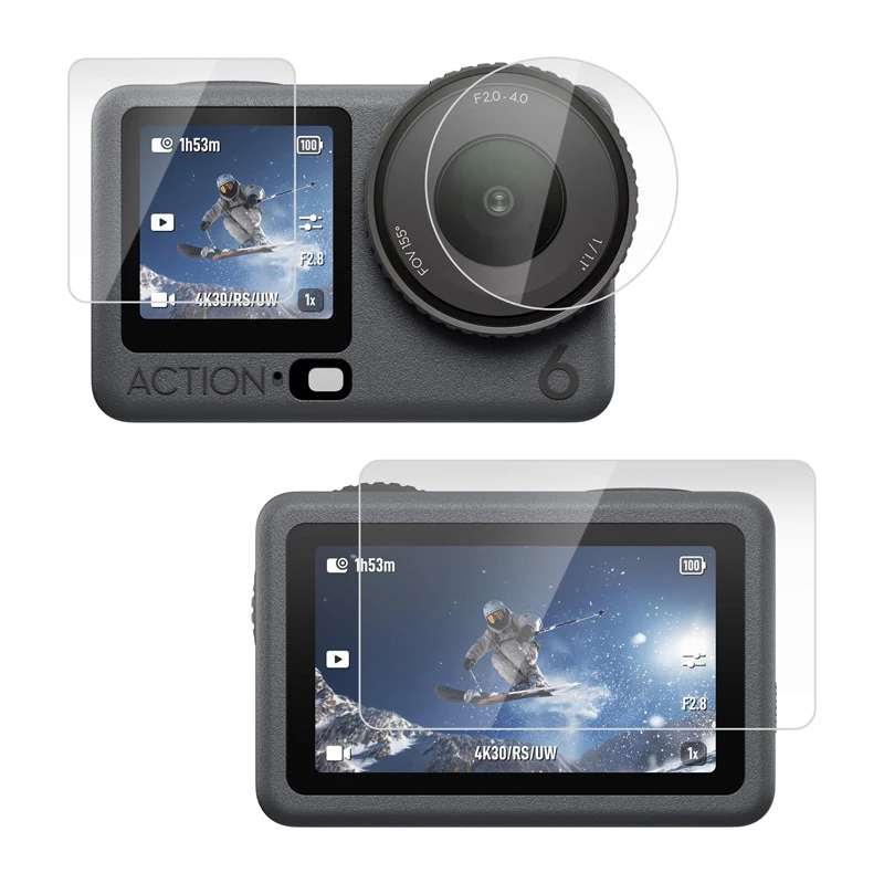 PULUZ Zestaw ochronny z hartowanego szkła na ekran i obiektyw do DJI Osmo Action 3/4 (3 szt.)