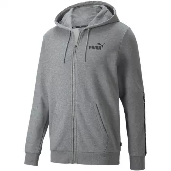 PUMA ESS+ Tape Bluza z kapturem męska zapinana na zamek szara melanż