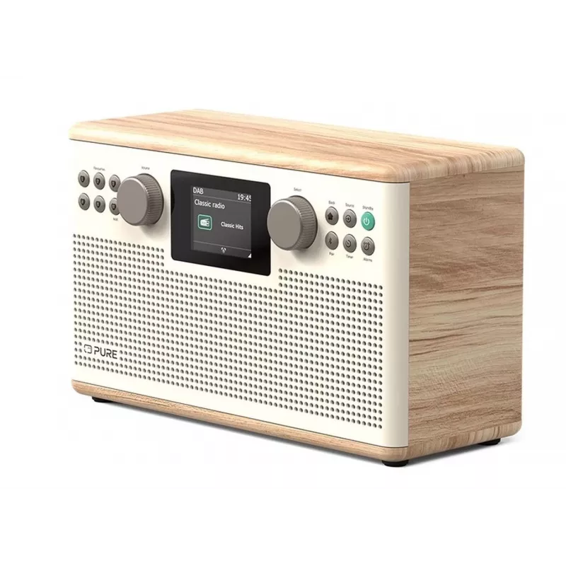 PURE ACOUSTICS Pure Classic H6 Radio cyfrowe, DAB+/FM/radio internetowe, Bluetooth, bawełniana biel/dąb (EU/UK)