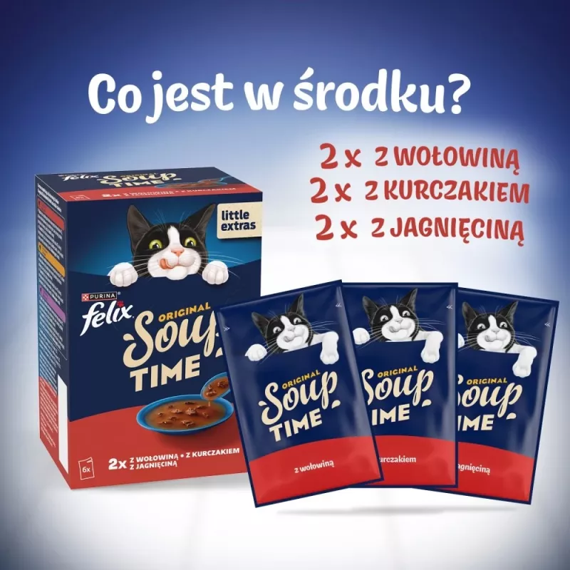 PURINA FELIX Soup Original Country Flavours 6x48g Mokra Karma dla Kotów