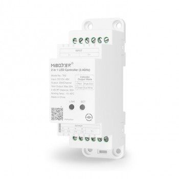 MiBoxer TR2 sterownik LED 2w1, szyna DIN, 12–48 V DC, 20 A