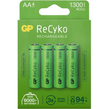 GP ReCyko AA NiMH akumulatory, 1300 mAh, 1,2 V, 4 szt.