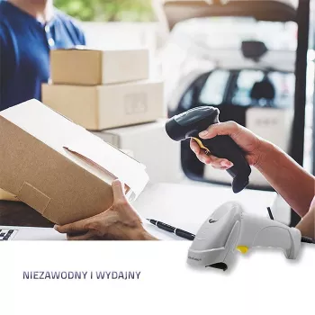 Qoltec 50877 skaner kodów kreskowych laserowy 1D USB biały
