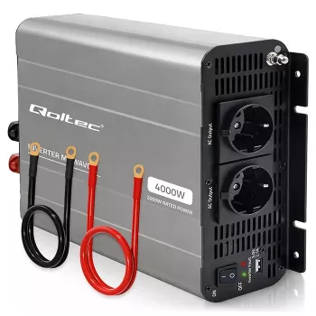 Qoltec Falownik Modified Sine Wave 12V na 230V 2000W/4000W z USB, kompatybilny z LiFePO4 GEL AGM
