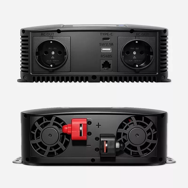Qoltec Inwerter czystej fali sinusoidalnej 12V na 230V 1500W/3000W z LCD USB USB-C dla LiFePO4 GEL AGM