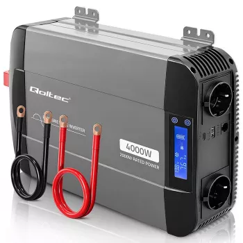 Przetwornica Qoltec Pure Sine Wave 12V na 230V 2000W/4000W z LCD, USB, USB-C, kompatybilna z LiFePO4/GEL/AGM