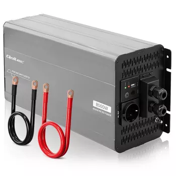 Qoltec Inwerter czystej fali sinusoidalnej 12V na 230V 4000W/8000W z USB i LCD, kompatybilny z LiFePO4/GEL/AGM
