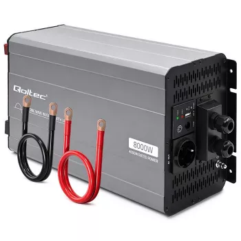Falownik Qoltec z czystą falą sinusoidalną z UPS 12V na 230V 4000W/8000W USB LiFePO4 GEL AGM