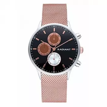 RADIANT New Man Męski Zegarek Analogowy Kwarcowy RA601704 41mm Czarna Tarcza Stalowa Bransoleta Mesh