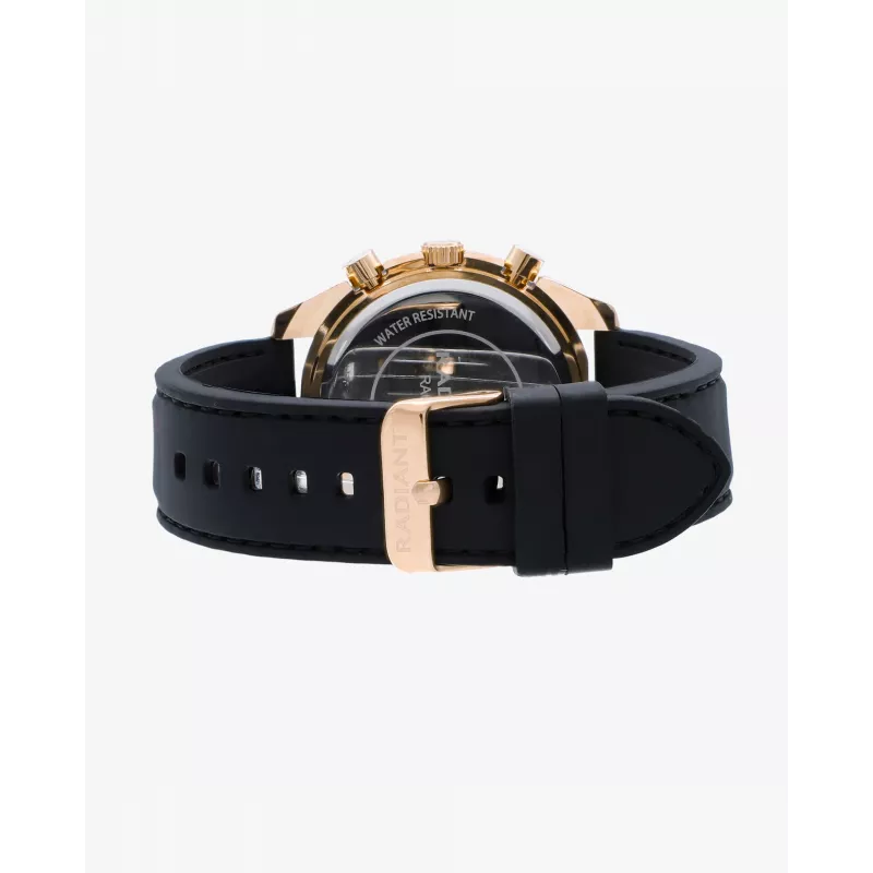 RADIANT RA668709 Męski Zegarek Analogowy Kwarcowy 44mm Czarna Tarcza Skórzany Pasek