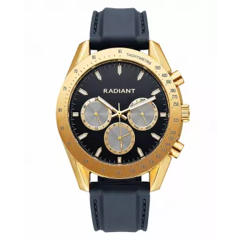 RADIANT RA668709 Męski Zegarek Analogowy Kwarcowy 44mm Czarna Tarcza Skórzany Pasek