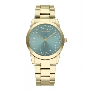 Zegarek damski RADIANT RA606204 - Kwarcowy, analogowy, koperta ze stali nierdzewnej 36mm, biała tarcza, czarny skórzany pasek