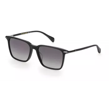 RAG&BONE RNB5028GS8075 Męskie kwadratowe okulary przeciwsłoneczne, czarna oprawka acetatowa, szare gradientowe soczewki, 55 mm