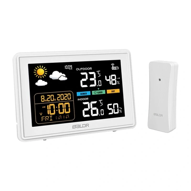 RAINPOINT Baldrtherm B0359WST2H2PR Stacja pogodowa z czujnikiem zewnętrznym – kolorowy LCD, 433 MHz, 3 czujniki
