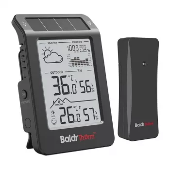 RAINPOINT BALDRTHERM B0596WT2H2P-V1 Zasilana energią słoneczną stacja pogodowa z bezprzewodowym czujnikiem zewnętrznym, czarna