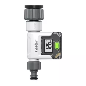 RainPoint Cyfrowy Przepływomierz Wody z Dużym Wyświetlaczem LCD, Gwint G3/4 inch, IPX6