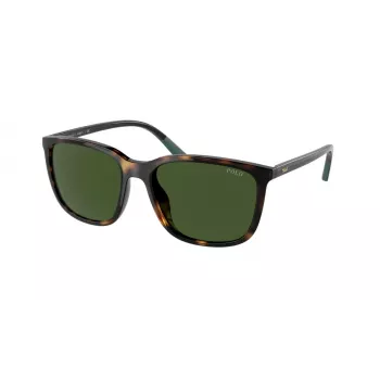 Okulary przeciwsłoneczne Ralph Lauren PH4185U dla mężczyzn - błyszcząca czarna oprawka kwadratowa, ciemnoszare szkła, 56 mm