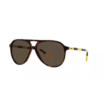 Okulary przeciwsłoneczne męskie Ralph Lauren PH4173-500373, prostokątne, Havana, brązowe szkła, 59/14/140 mm