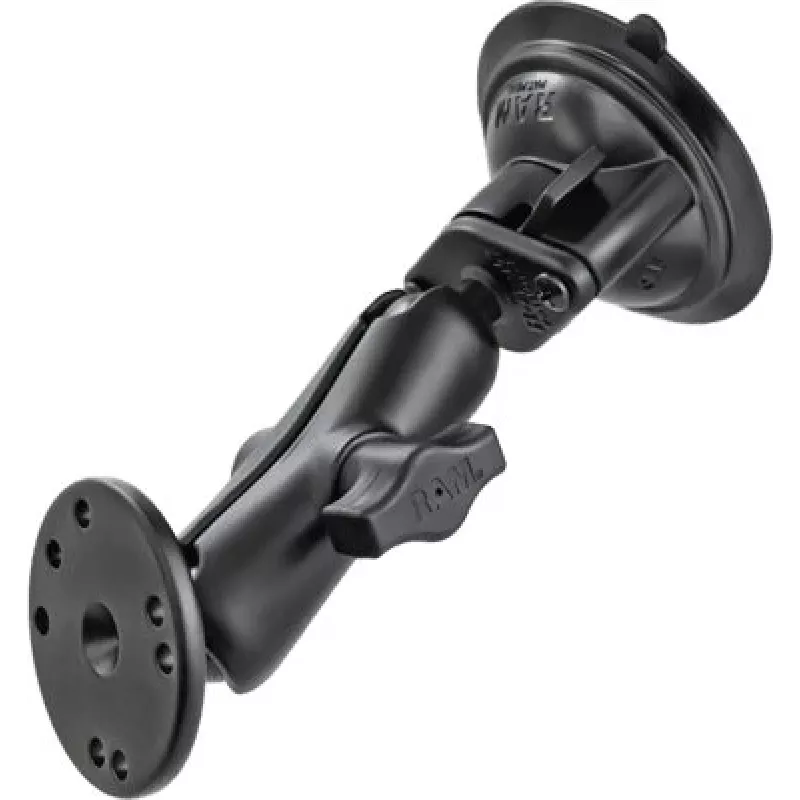 Uchwyt na przyssawkę RAM Mounts z adapterem AMPS - kula B (1 cal), diamentowa płytka bazowa, średnie ramię, okrągła płytka bazowa (RAM-B-166-202U)