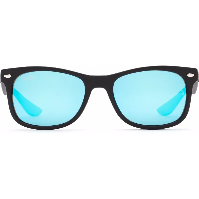 Okulary przeciwsłoneczne Ray-Ban Junior RJ9052S100S55 - Błyszcząca czarna oprawka, soczewki lustrzane w kolorze jasnoniebieskim, 48 mm