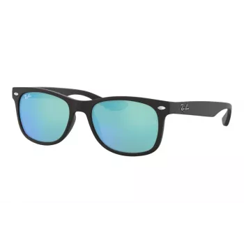 Okulary przeciwsłoneczne Ray-Ban Junior RJ9052S100S55 - Błyszcząca czarna oprawka, soczewki lustrzane w kolorze jasnoniebieskim, 48 mm