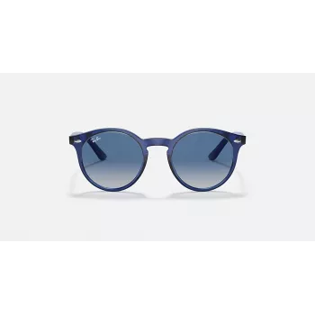Ray-Ban Junior RJ9064S447062 Okulary przeciwsłoneczne dla dzieci, przezroczysta niebieska oprawka, szare gradientowe szkła, 44 mm