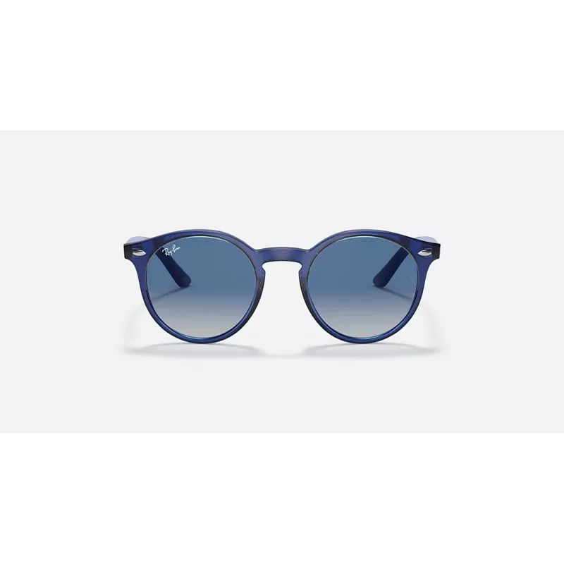 Ray-Ban Junior RJ9064S447062 Okulary przeciwsłoneczne dla dzieci, przezroczysta niebieska oprawka, szare gradientowe szkła, 44 mm