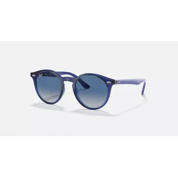 Ray-Ban Junior RJ9064S447062 Okulary przeciwsłoneczne dla dzieci, przezroczysta niebieska oprawka, szare gradientowe szkła, 44 mm