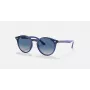Ray-Ban Junior RJ9064S447062 Okulary przeciwsłoneczne dla dzieci, przezroczysta niebieska oprawka, szare gradientowe szkła, 44 mm