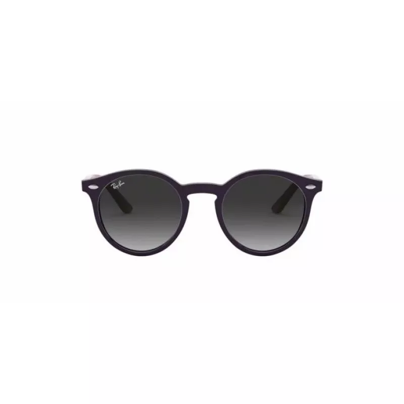 Okulary przeciwsłoneczne dziecięce Ray-Ban Junior RJ9064S70218G, okrągłe, przezroczysta różowa oprawka, szare gradientowe szkła, 44 mm