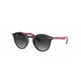 Okulary przeciwsłoneczne dziecięce Ray-Ban Junior RJ9064S70218G, okrągłe, przezroczysta różowa oprawka, szare gradientowe szkła, 44 mm