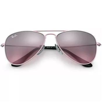 Okulary przeciwsłoneczne dziecięce Ray-Ban Junior RJ9506S2117E5, prostokątne, przezroczysta różowa oprawka, soczewki gradientowe jasnobrązowo-różowe, 52/14/125 mm