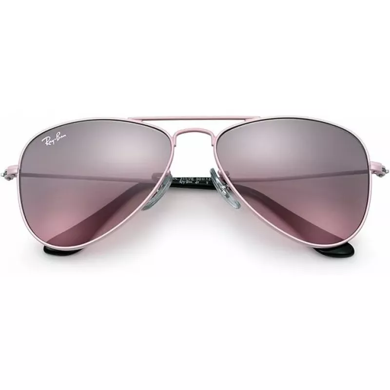 Okulary przeciwsłoneczne dziecięce Ray-Ban Junior RJ9506S2117E5, prostokątne, przezroczysta różowa oprawka, soczewki gradientowe jasnobrązowo-różowe, 52/14/125 mm