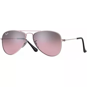 Okulary przeciwsłoneczne dziecięce Ray-Ban Junior RJ9506S2117E5, prostokątne, przezroczysta różowa oprawka, soczewki gradientowe jasnobrązowo-różowe, 52/14/125 mm
