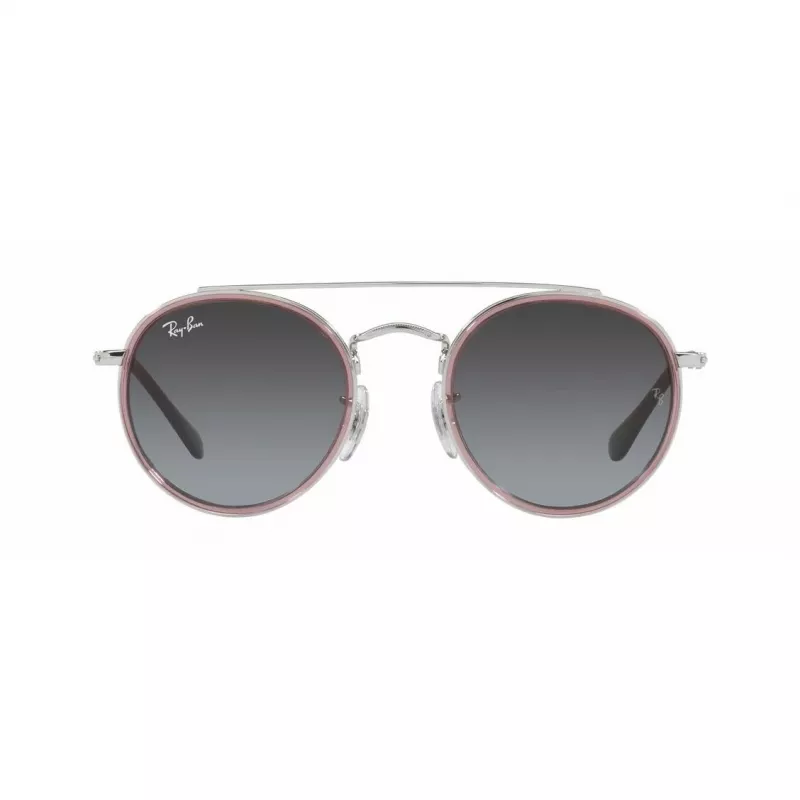 Okulary przeciwsłoneczne dziecięce Ray-Ban Junior RJ9647S2908G4, kwadratowe, przezroczysta szara oprawka, szare gradientowe szkła, szerokość soczewki 46 mm