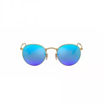 Ray-Ban RB3447 Round Metal Sunglasses Gold/Orange Flash 50mm