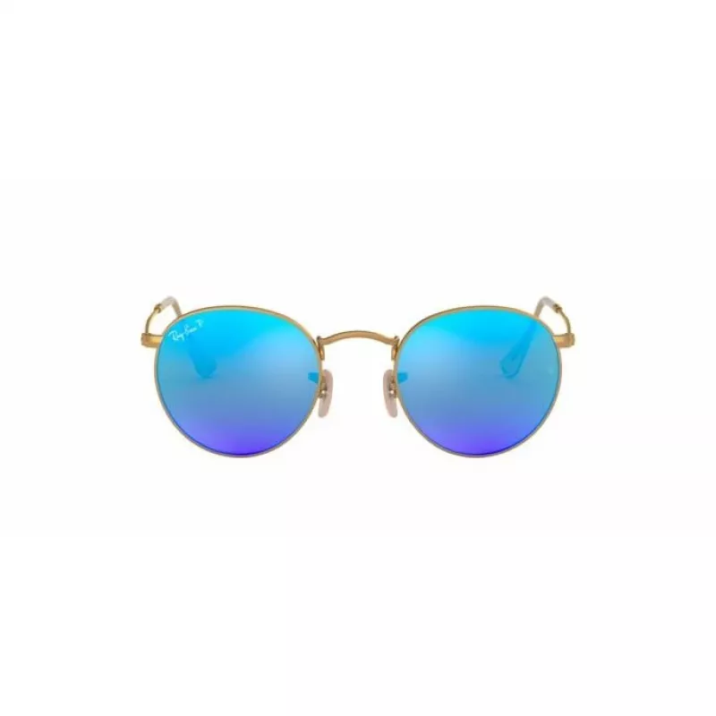 Ray-Ban RB3447 Round Metal Sunglasses Gold/Orange Flash 50mm