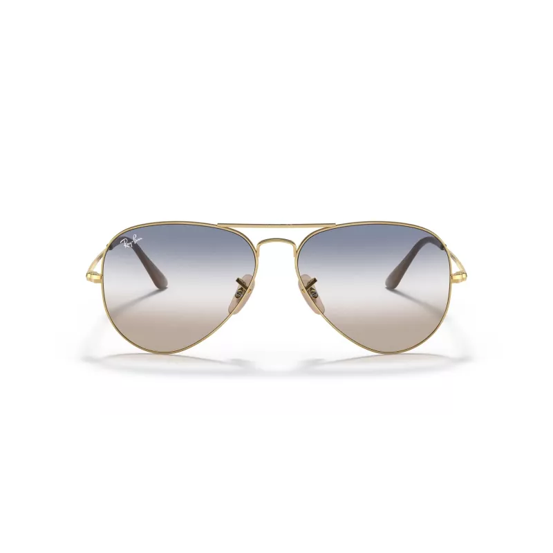 Ray-Ban RB3689 Aviator Titanium Okulary przeciwsłoneczne Złota oprawka Zielone soczewki G-15 58mm
