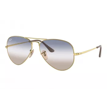 Ray-Ban RB3689 Aviator Titanium Okulary przeciwsłoneczne Złota oprawka Zielone soczewki G-15 58mm