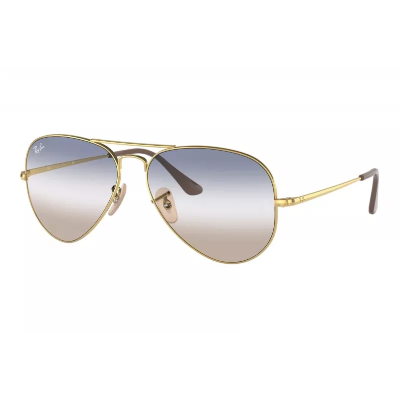 Ray-Ban RB3689 Aviator Titanium Okulary przeciwsłoneczne Złota oprawka Zielone soczewki G-15 58mm