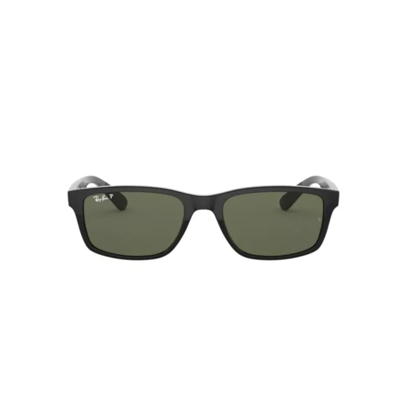 Ray-Ban RB42346019A58 Męskie kwadratowe okulary przeciwsłoneczne z polaryzacją - czarne/zielone 58/14/140 mm
